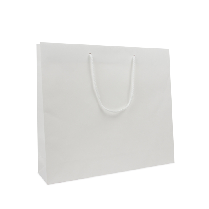 Luxe draagtas, papier, 40+10x35cm, wit, koorden (100 stuks) - 0
