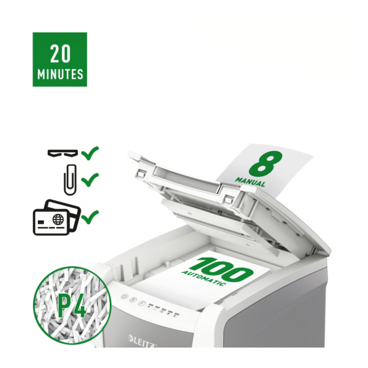 Papiervernietiger leitz iq auto+ small office 100 p4 4x28mm( - 2