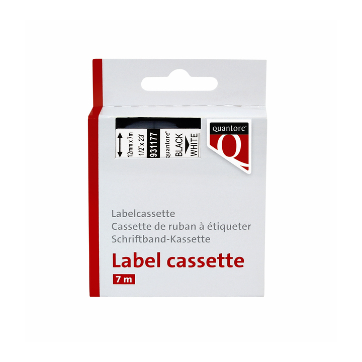 Labeltape quantore 45013 12mmx7m wit/zwart(q45013) - 0