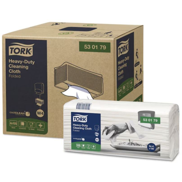 Tork Heavy-Duty | Gevouwen Reinigingsdoek | 41,5x35,5cm | 1-Laags | W4 | Wit | 530179 (420 stuks) - 0
