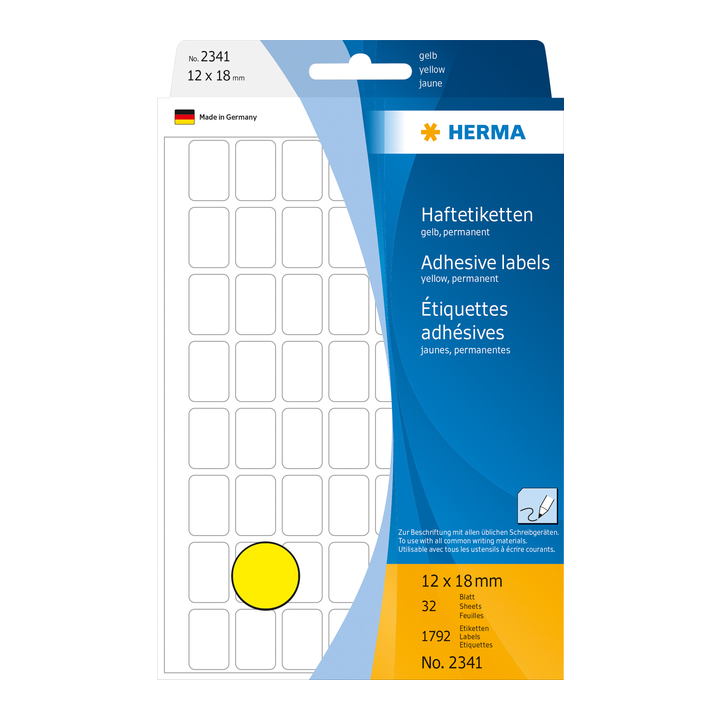 Etiket herma 2341 12x18mm 1792st geel - 0