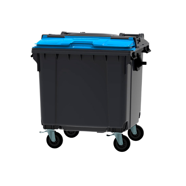 Afvalcontainer, 1100 liter, grijs/blauw, VB 719082 - 0