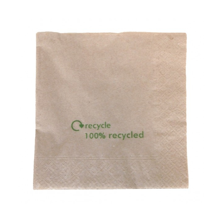 Servet, 33x33 cm, 2-laags, recycled ongebleekt (200 stuks) - 0