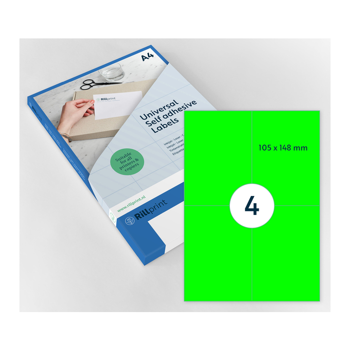 Etiket rillprint 105x148mm fluorgn 400 etiketten(b84022) - 0