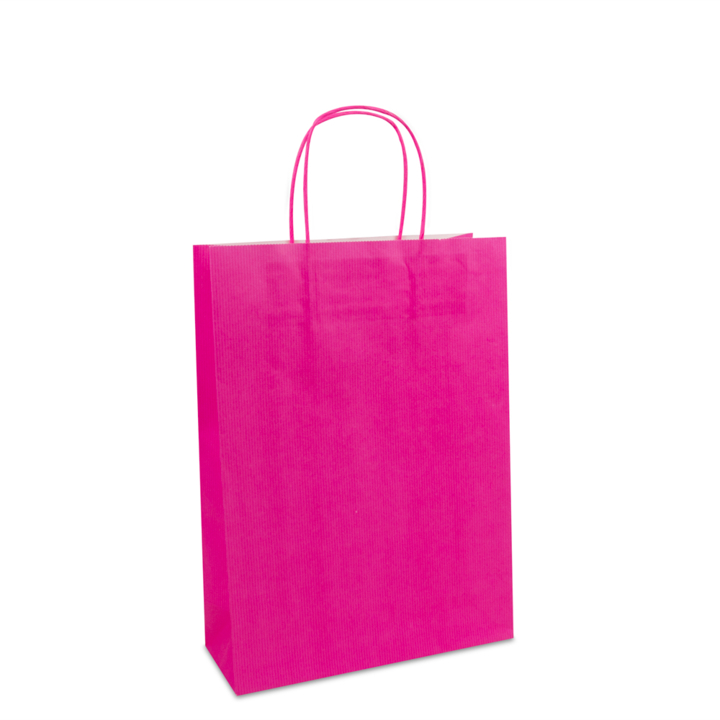 Draagtas, papier, gedraaid koord, 25+10x35cm, roze (250 st) - 0