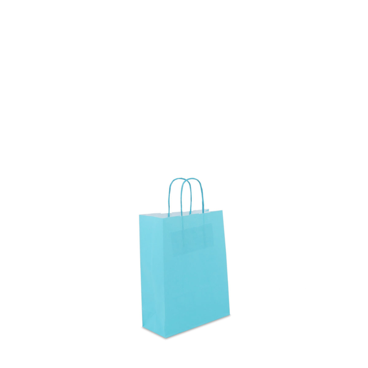Draagtas, papier, gedraaid, 18+8x24cm, basic, blauw (250 st) - 0