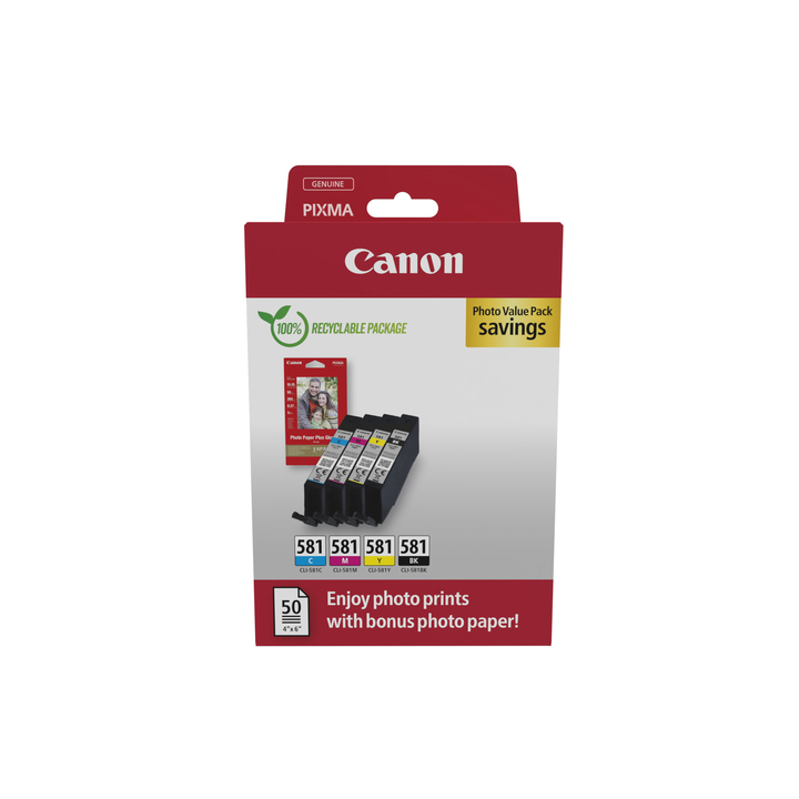 Inkcartridge canon cli-581 + 50vel fotopap 10x15cm(2106c005) - 0