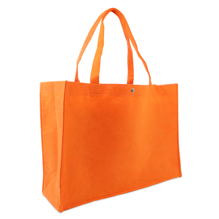 Draagtas, 45+15x33cm, vilt met drukknoop, oranje (50 stuks) - 0