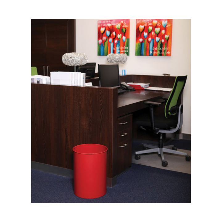 Metalen papierbak, rond, 30 liter, rood, VB 100300 - 1