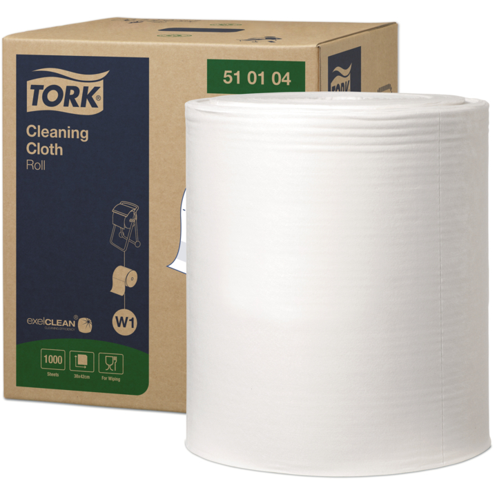Tork Cleaning | Reinigingsdoek In Doos | 380 Meter | 1-Laags | W1 | Wit | 510104 (1 stuk)  - 0