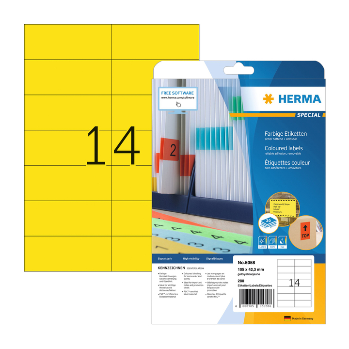 Etiket herma superprint 5058 105x42.3mm geel 350st - 0