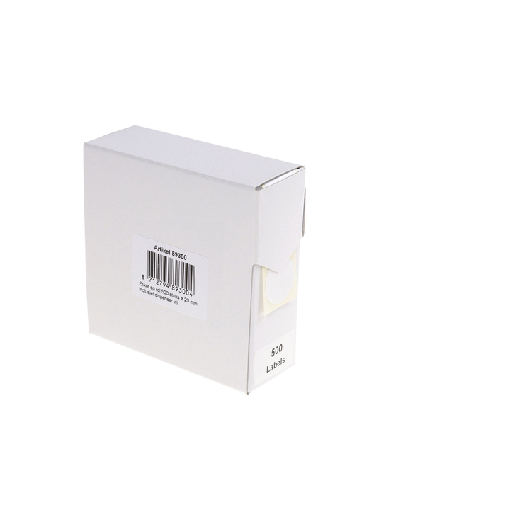 Etiket rillprint 25mm 500st op rol wit(89300) - 0