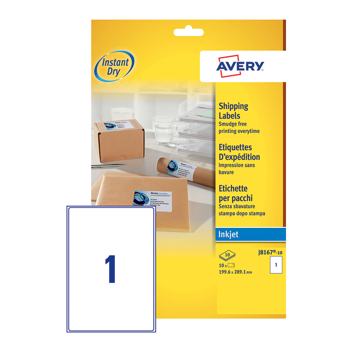Etiket avery j8167-10 199.6x289.1mm 10st - 0