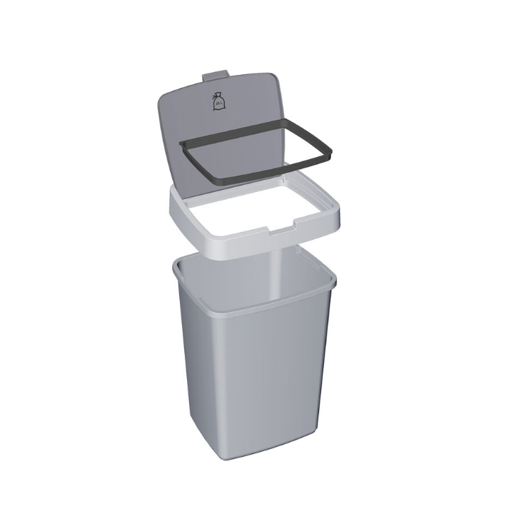 Delta, afvalbak met klepdeksel, 25 liter, grijs, VB 131200 - 1