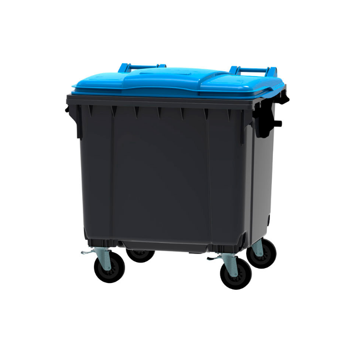 Afvalcontainer, 1100 liter, grijs/blauw, VB 718993 - 0