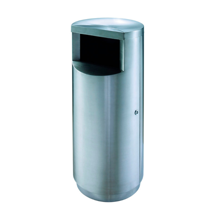 Ronde afvalbak met zijopening, 49 liter, mat RVS, VB 667826 - 0