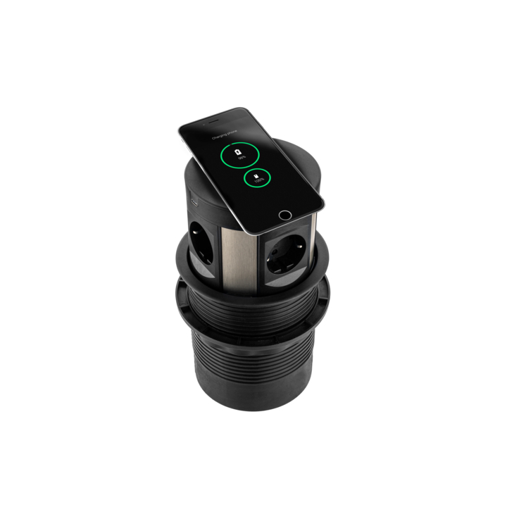 Filex, QI Power Pop-Up Meeting, 4x 230v, 2x USB A+C, zwart - 0
