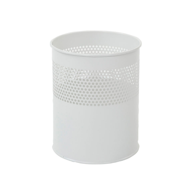 Metalen papierbak, geperforeerd, 10 liter, wit, VB 270510 - 0