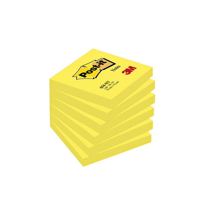 Memoblok 3m post-it n654 76x76mm neon geel - 0