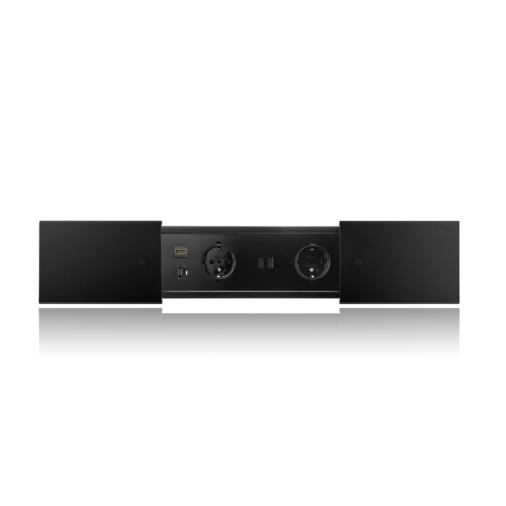 Filex, Desk In Slide, 2x230V, 2xUSB A, 1xCat6, 1xHDMI, zwart - 0
