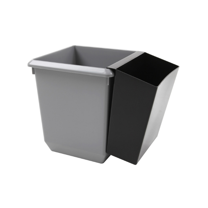 Kunststof papierbak, vierkant, 21 liter, grijs, VB 045457 - 1
