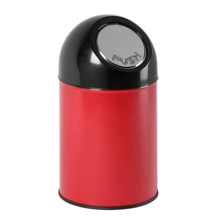 Afvalbak met pushdeksel, 30 liter, rood/zwart, VB 460001 - 0