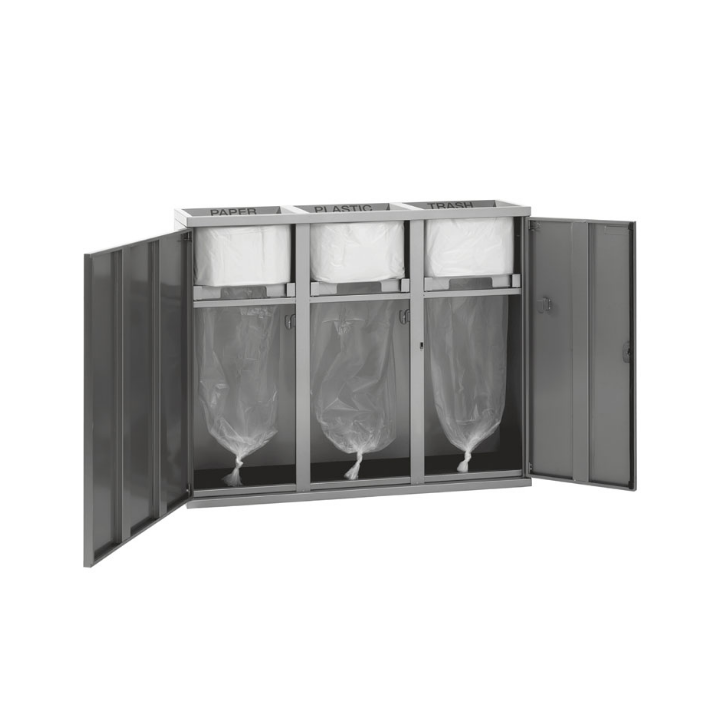 Janibell, afvalscheidingsstation, 3x75 liter, zilver, VB 002089 - 2