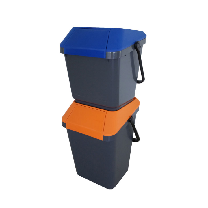 Easymax, stapelbare afvalbak, 45 liter, grijs/oranje, VB 187881 - 2