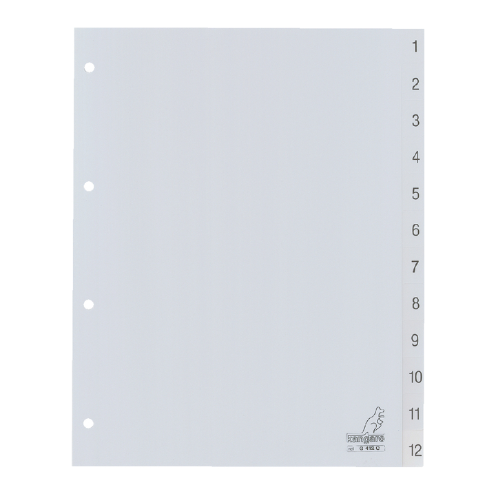 Tabblad kangaro g412c a4 4r pp 12dlg 1-12 grijs(g412c) - 0