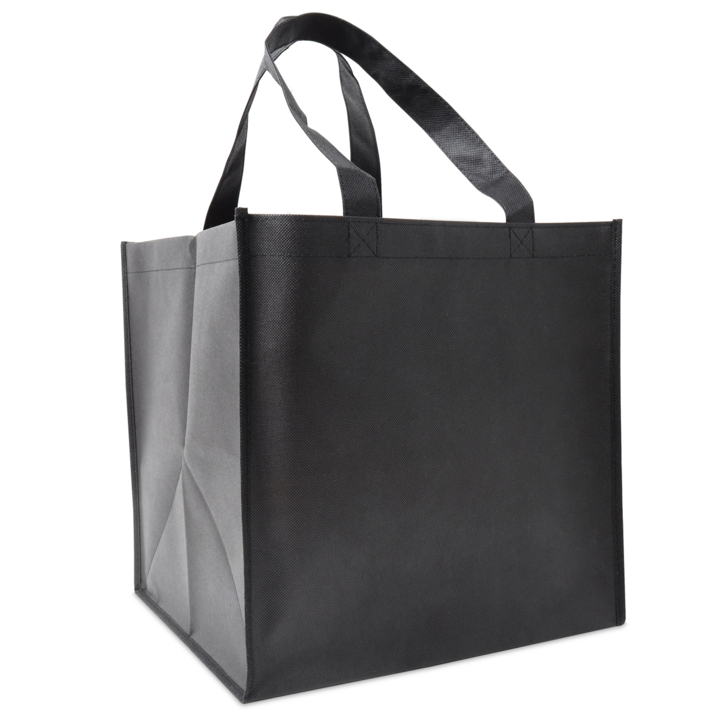 Blokbodemtas, non-woven, 32+32x32cm, zwart (100 stuks) - 0
