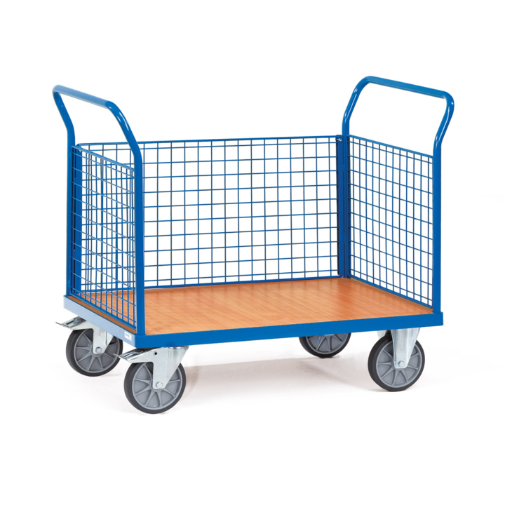 Driewandwagen met gaas, 850x500mm Draagverm. 500kg - 0