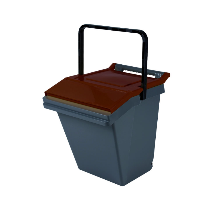 Easytech, stapelbare afvalbak, 40 ltr, grijs/bruin,VB 188024 - 0