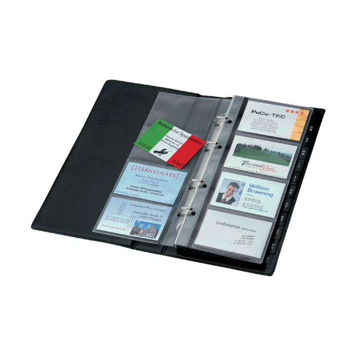 Visitekaartmap sigel 90x58mm 200kaarten zwart(si-vz300) - 0
