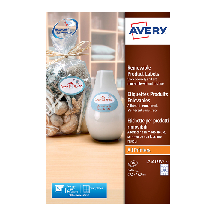 Etiket avery l7101rev-20 63.5x42.3mm wit 360st(l7101rev-20) - 0