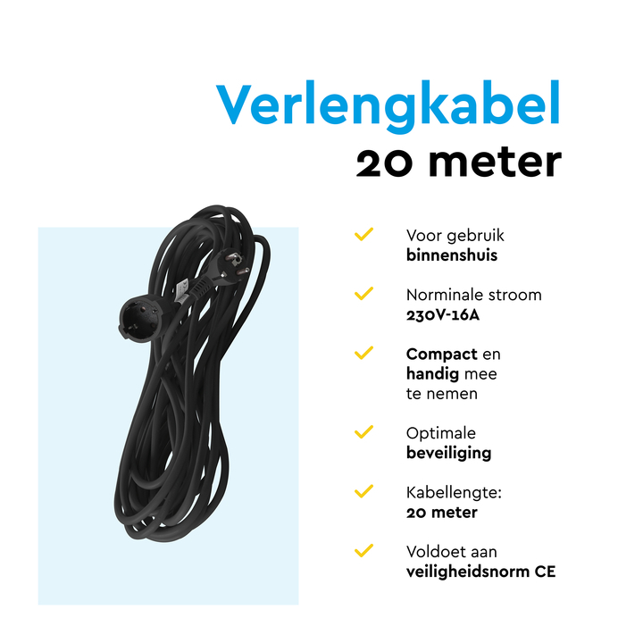 Verlengkabel brasq 20m zwart(8742633) - 3