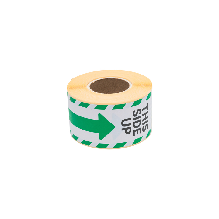 Etiket rillprint this side up wit groen(76105) - 0