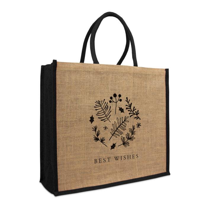 Jute kersttas, gekleurd koord, Best Wishes, 45+17x4 (50 st) - 0