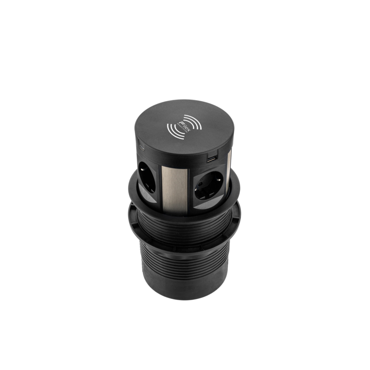 Filex, QI Power Pop-Up Meeting, 4x 230v, 2x USB A+C, zwart - 1