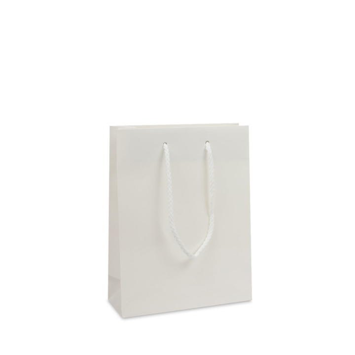 Luxe draagtas, papier, 20+8x26cm, glans-wit (100 stuks) - 0
