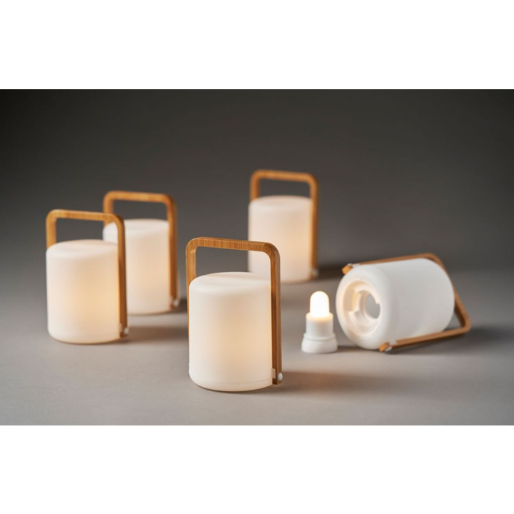 Duni | LED Lamphouder | 148x108mm | Sibling Bamboe White | 192533 (4 stuks) - 1