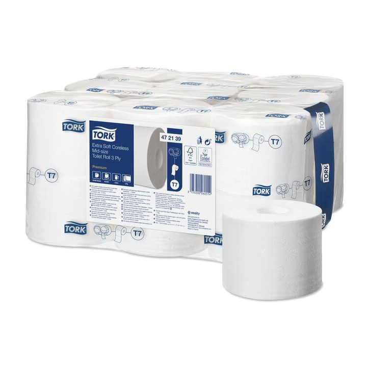 Tork Premium | Hulsloos Toiletpapier | 550 Vel | 3-Laags | T7 | Wit | 472139 (18 stuks) - 0