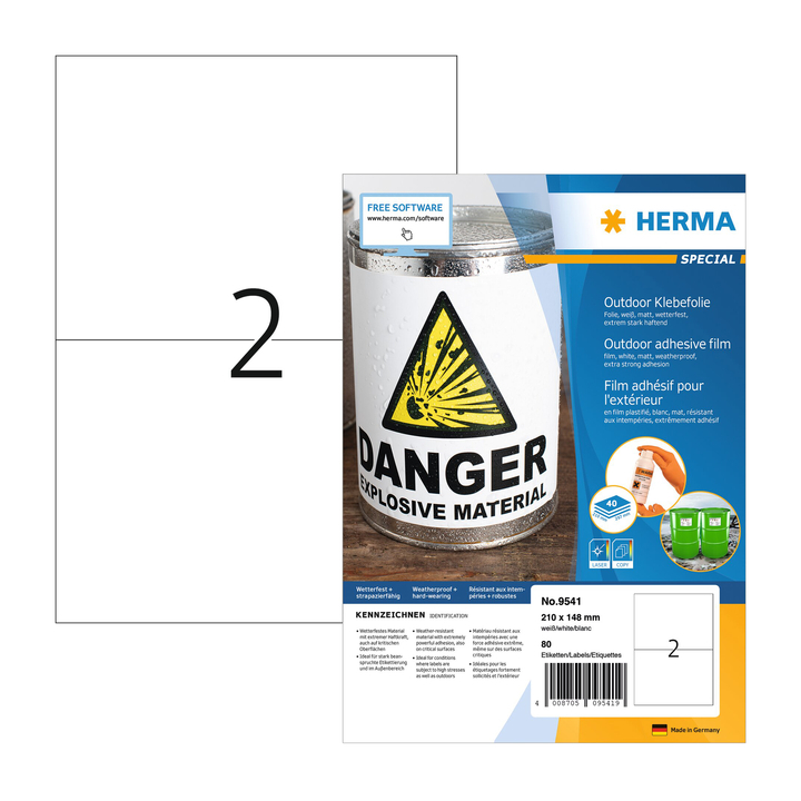 Etiket herma 9541 a4 210x148mm weervast folie wt(9541) - 0