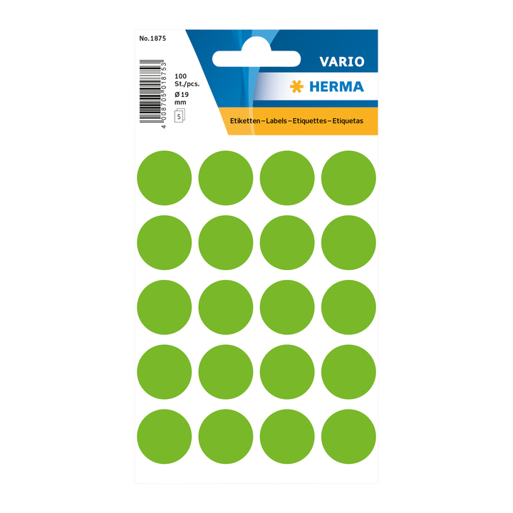Etiket herma 1875 rond 19mm groen 100st - 0