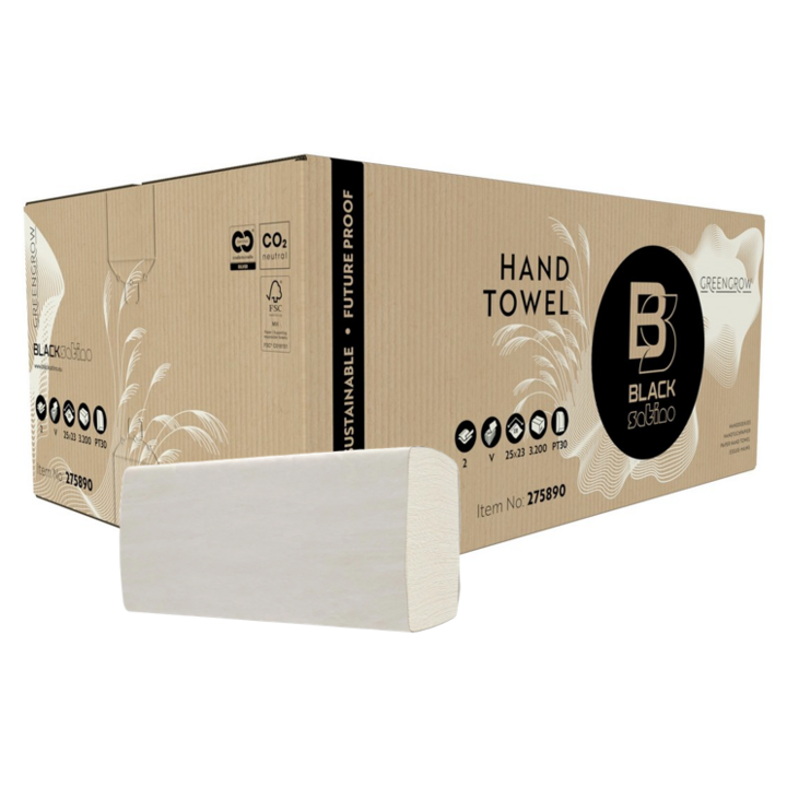 BlackSatino Greengrow | Papieren Handdoekjes | 23x25cm | 2-Laags | PT30 | Lichtbeige | 275890 (3.210 stuks) - 0