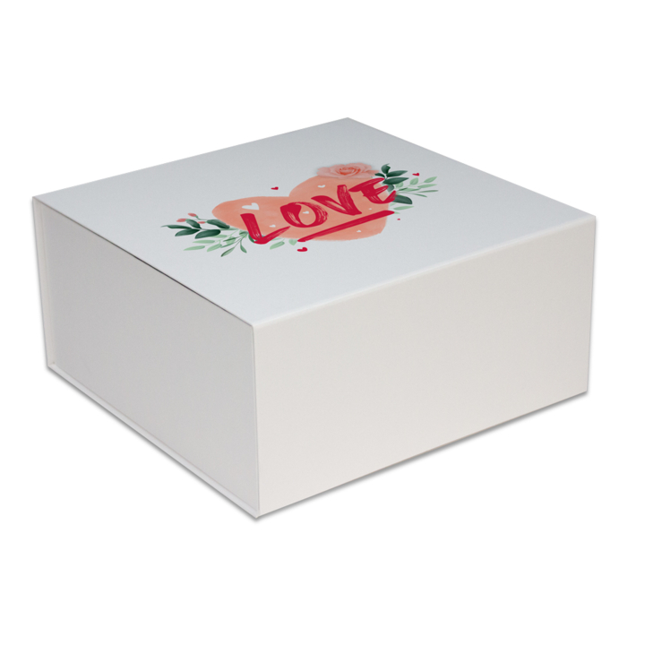 Luxe valentijn magneetdozen,Love, 14x14,5x5,7cm, wit, (25st) - 0