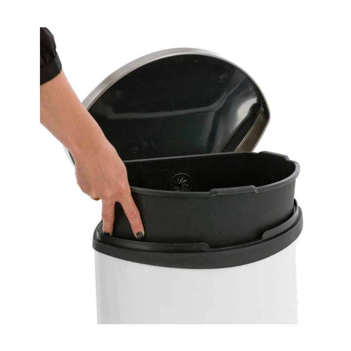 Shell Bin EKO, pedaalemmer, 30 liter, wit/mat RVS, VB 921830 - 1