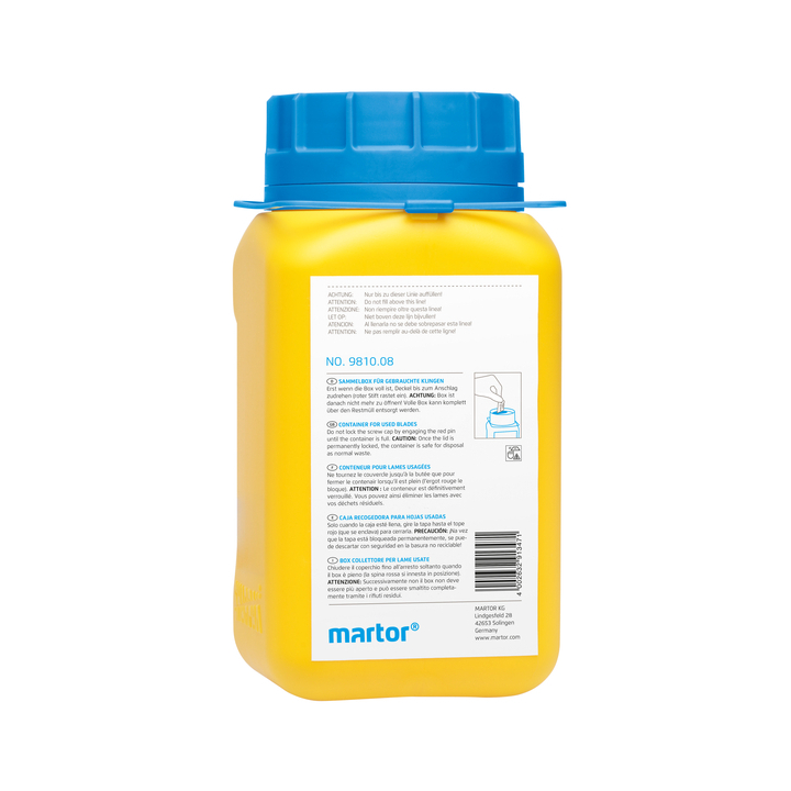 Verzameldoos martor gebruikte mesjes geel(9810.08) - 0