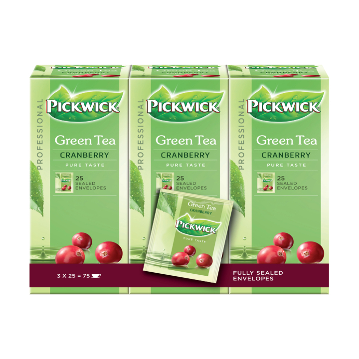 Pickwick Professional, groene thee, 1.5 gram, cranberry, 4016822 (25 stuks) - 0