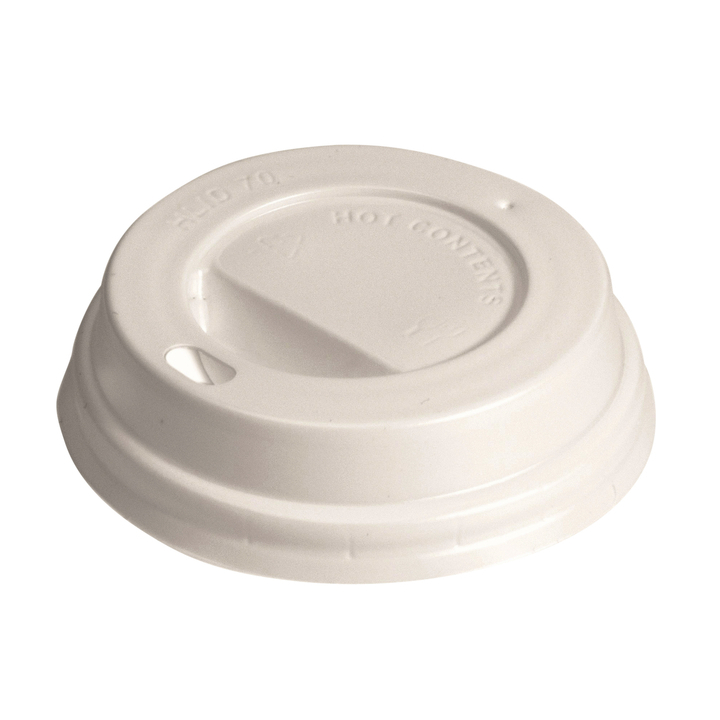 Deksel voor drinkbeker met drinkgat, 70mm, wit (100 stuks) - 0