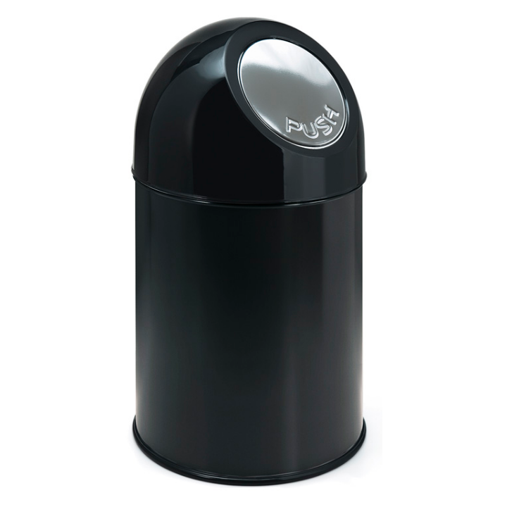 Afvalbak met pushdeksel, 30 liter, zwart, VB 460001 - 0